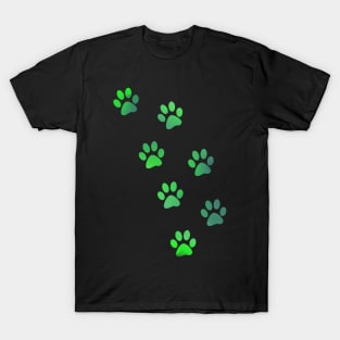 Green Watercolour Paw Prints T-Shirt